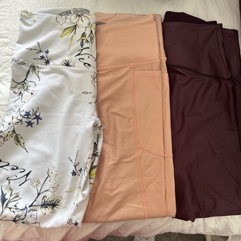Victoria's Secret Floral, Peach, and Burgundy Leggings